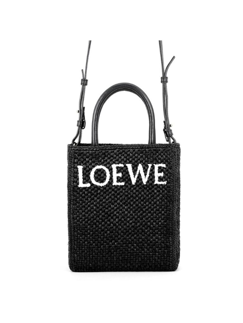 Loewe Standard Raffia Leather 2-Way Shoulder Bag Black